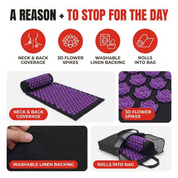 Troveze Acupressure Massage Mat + Pillow Set: Hero shot mat and pillow set