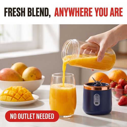 Troveze 6-Blade Portable Blender: Hero shot hand pouring juice into glass