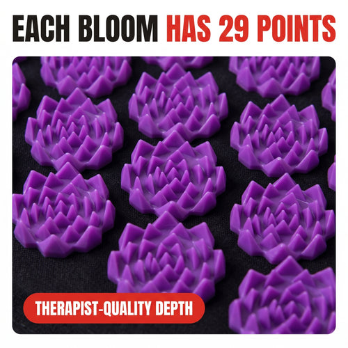 Troveze Acupressure Massage Mat + Pillow Set: 3D molded flower acupressure points macro detail