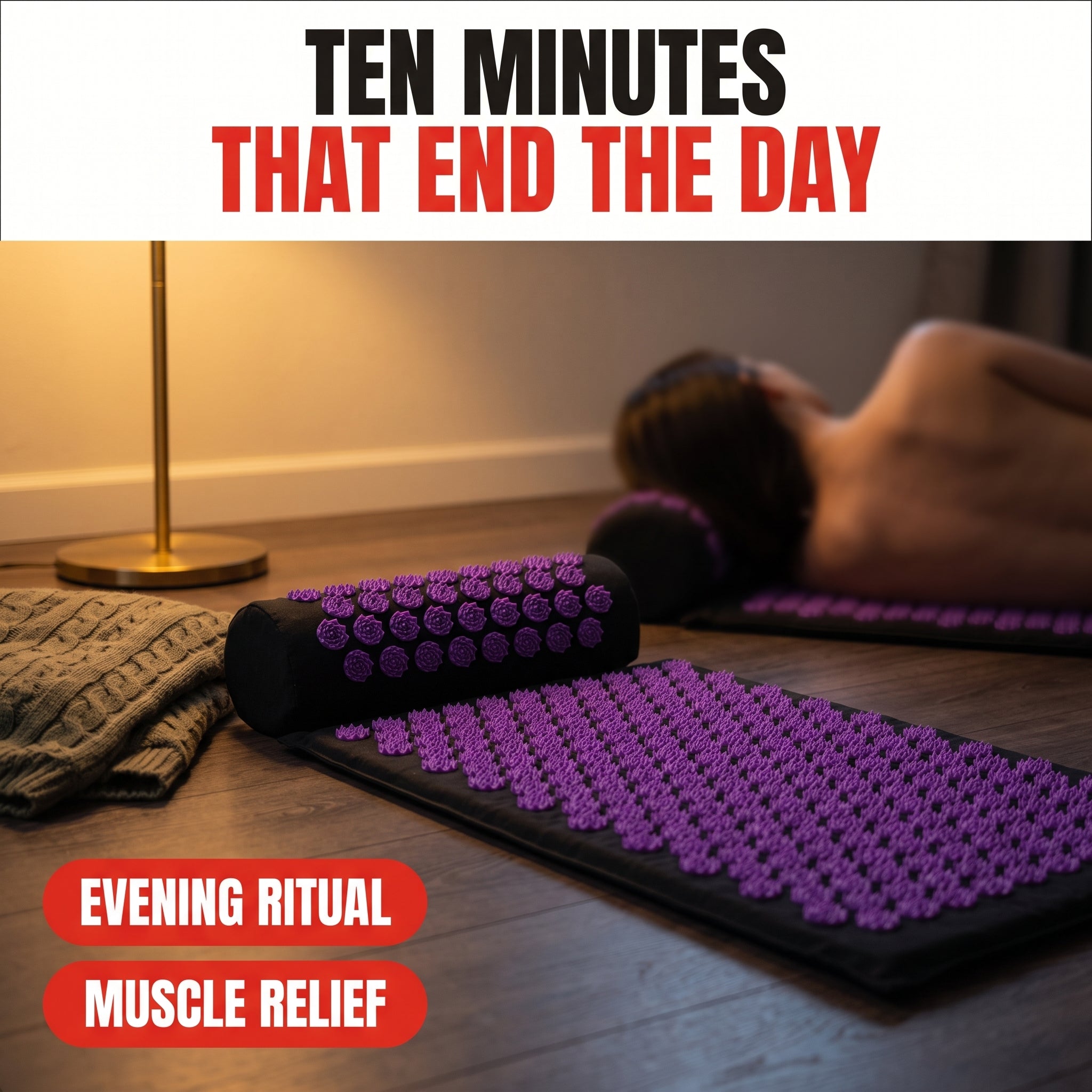 Troveze Acupressure Massage Mat + Pillow Set: Mat and pillow feature ad