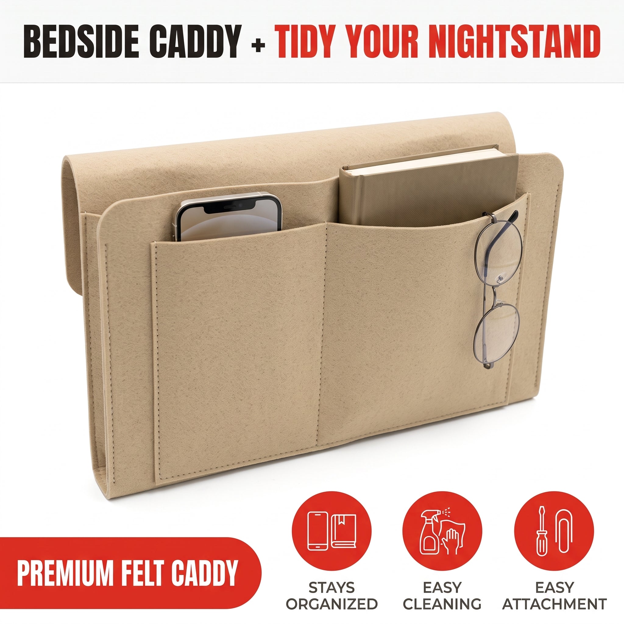 Troveze Bedside Storage Caddy: Hero setup shot