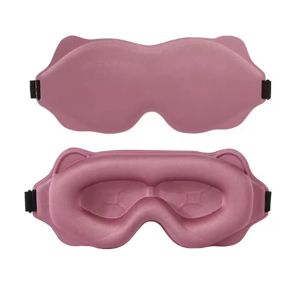 Troveze Contoured Weighted Silk Sleep Mask: pink colorway shown front and inside