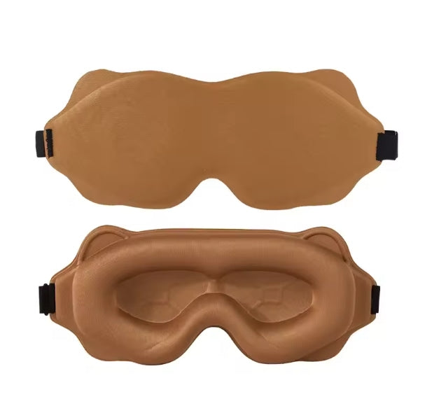 Troveze Contoured Weighted Silk Sleep Mask: brown colorway shown front and inside