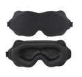 Troveze Contoured Weighted Silk Sleep Mask: black colorway shown front and inside