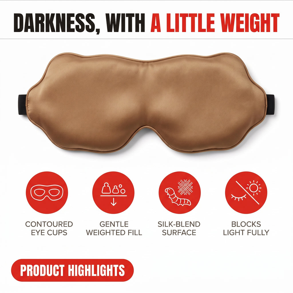 Troveze Contoured Weighted Silk Sleep Mask: Complete darkness with gentle weight detail