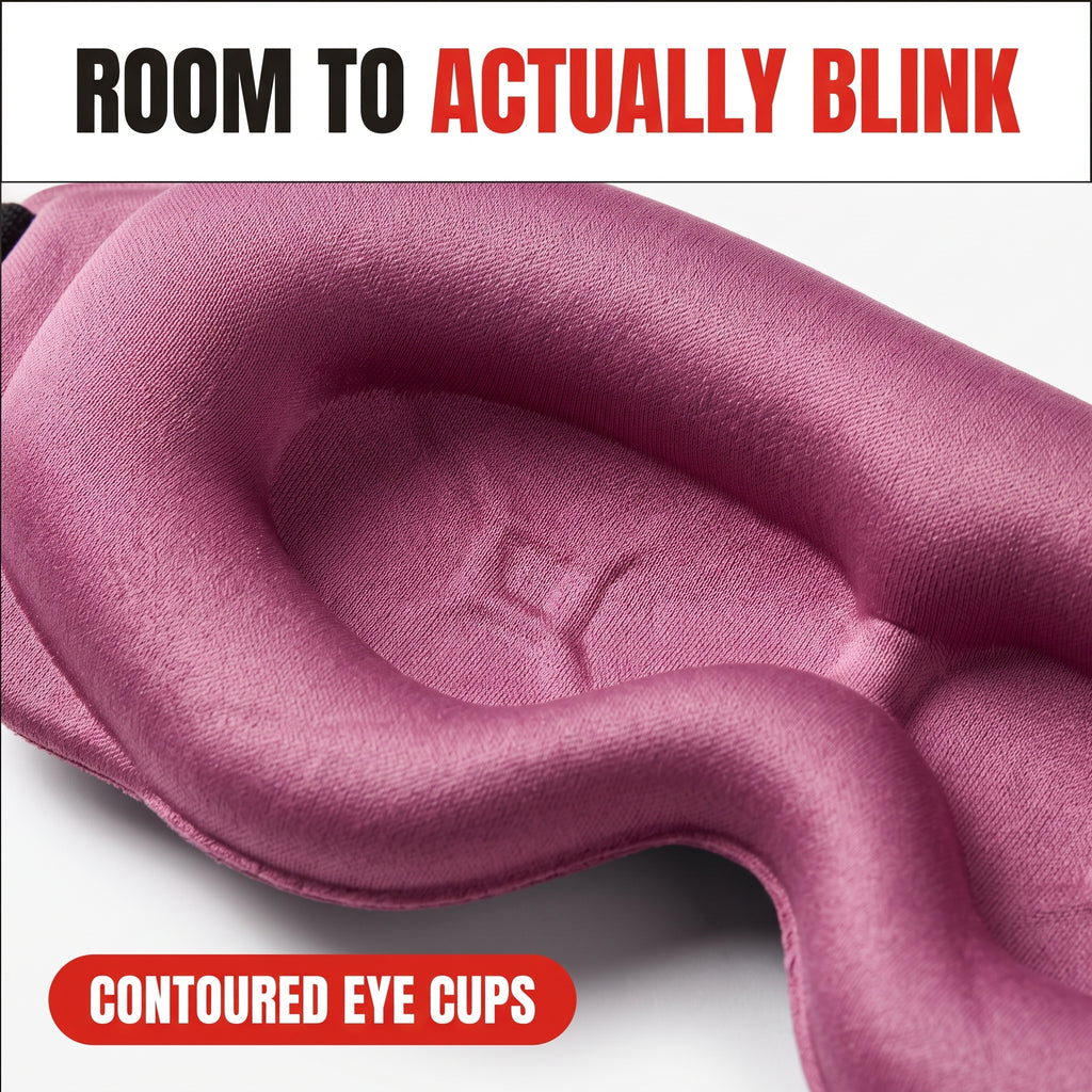 Troveze Contoured Weighted Silk Sleep Mask: Contoured eye cup cavity macro detail