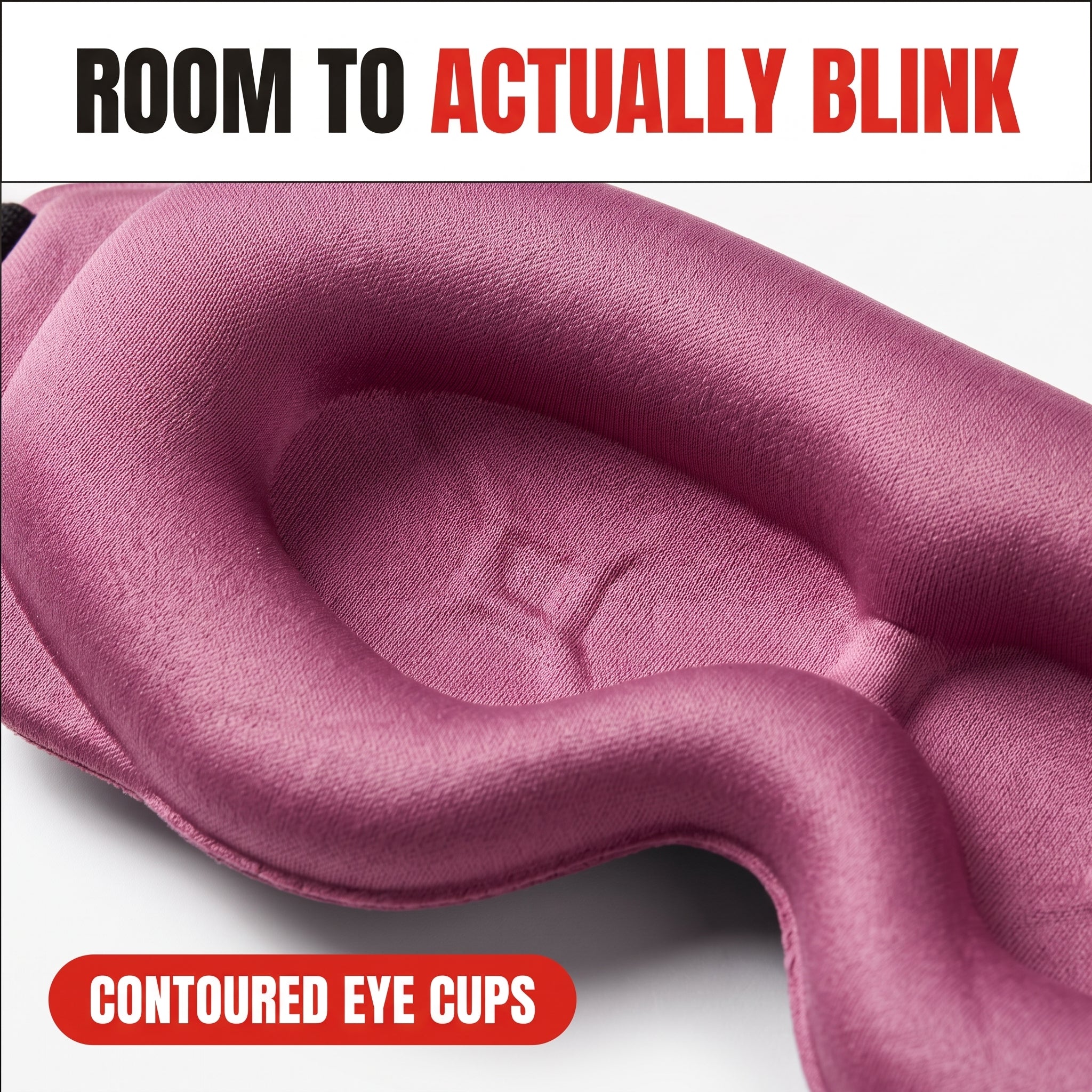 Troveze Contoured Weighted Silk Sleep Mask: Contoured eye cup cavity macro detail