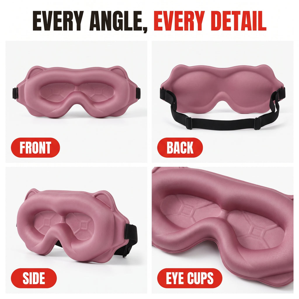 Troveze Contoured Weighted Silk Sleep Mask: Multi angle product shots