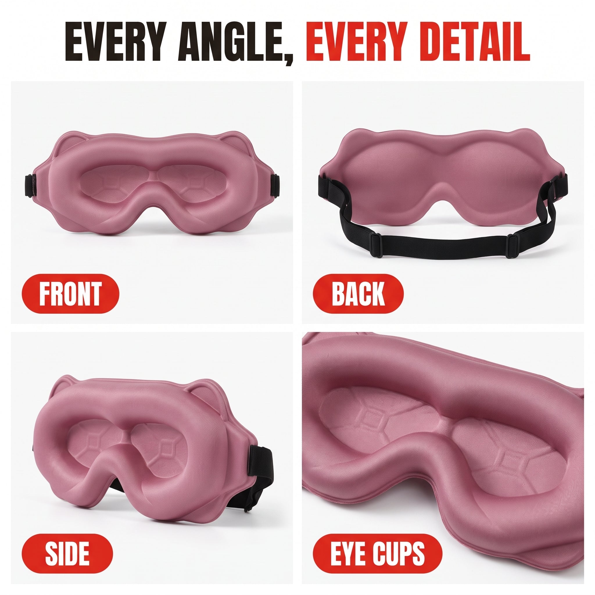 Troveze Contoured Weighted Silk Sleep Mask: Multi angle product shots