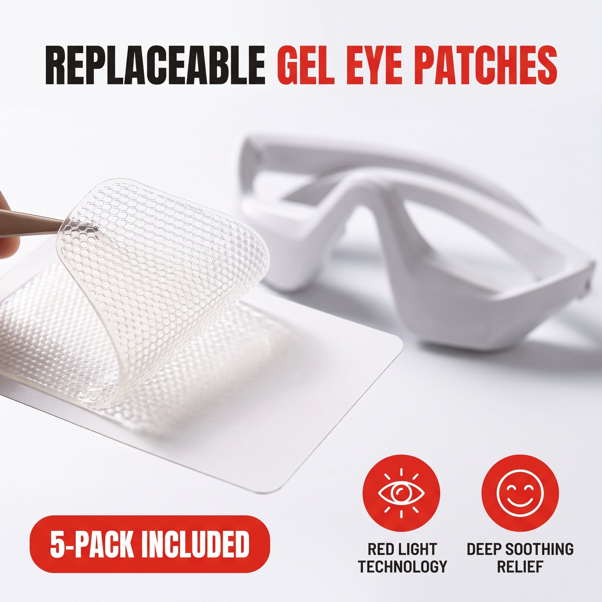 Troveze Heated Compression Eye Massager: Gel eye patches honeycomb texture close up 1
