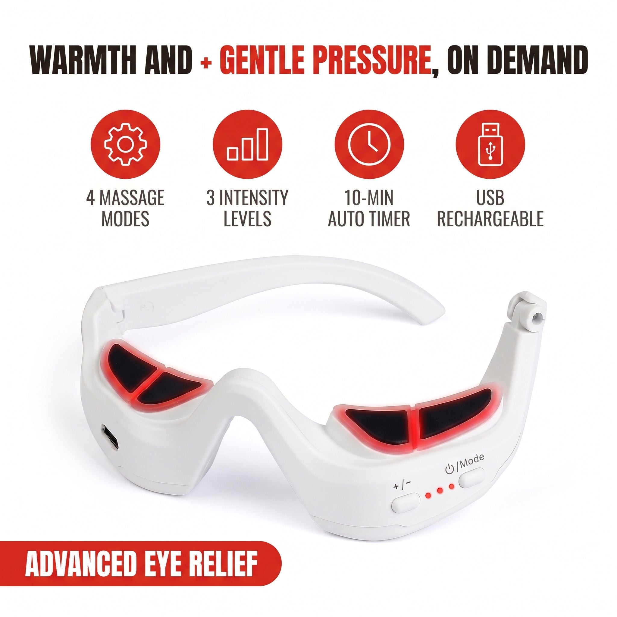Troveze Heated Compression Eye Massager: Massager on white background