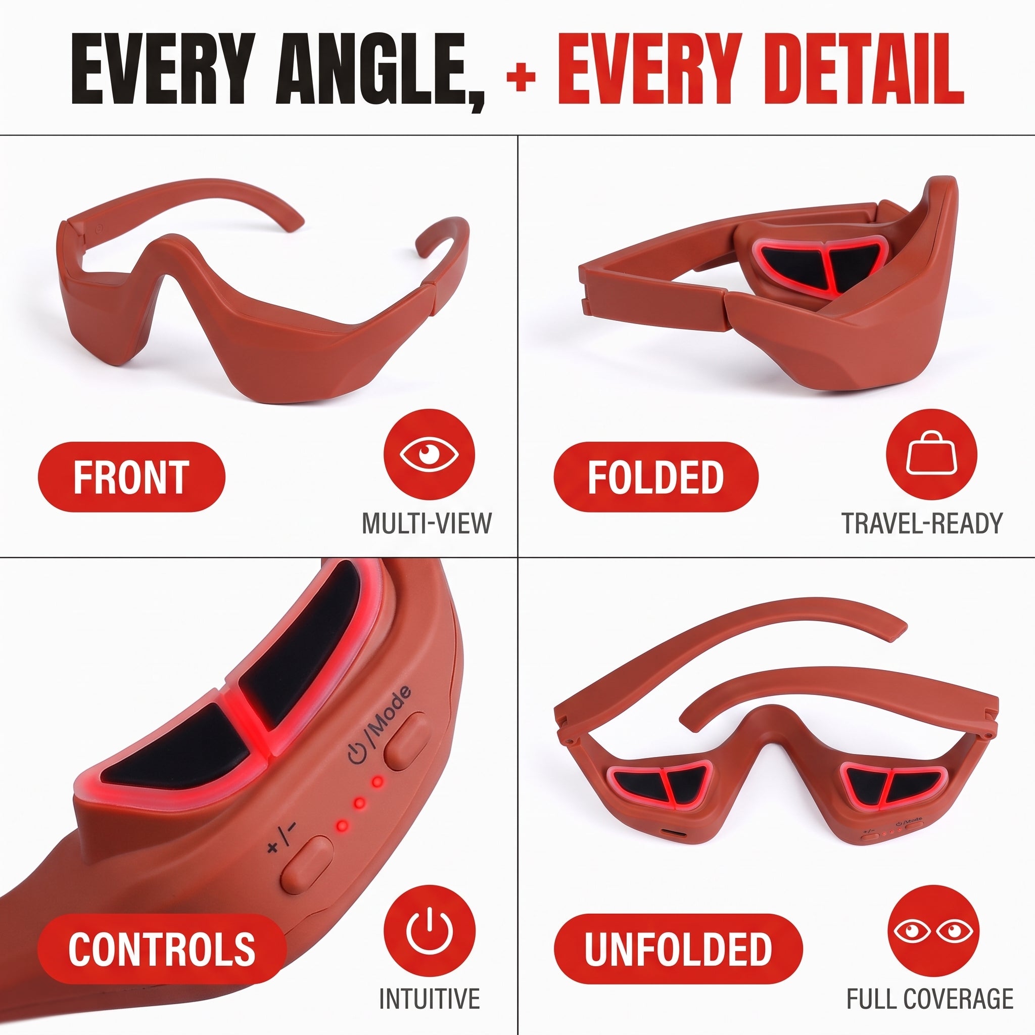 Troveze Heated Compression Eye Massager: Multi angle product shots