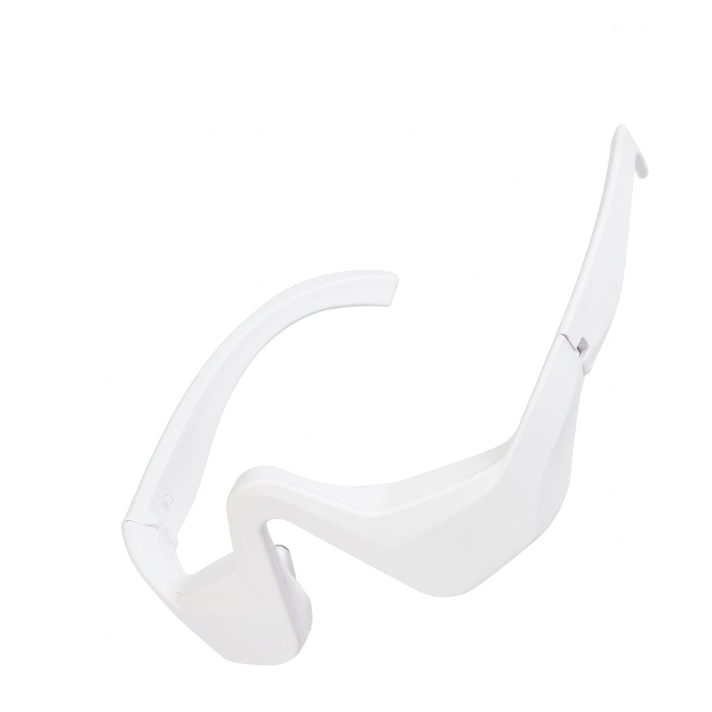 Troveze Heated Compression Eye Massager: angled side view of the frame and adjustable arm