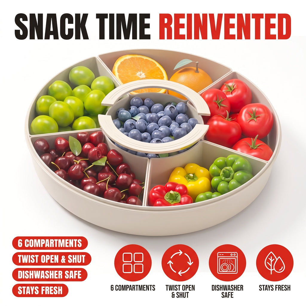 Troveze Lotus Rotating Snack Tray: Lifestyle shot snack time