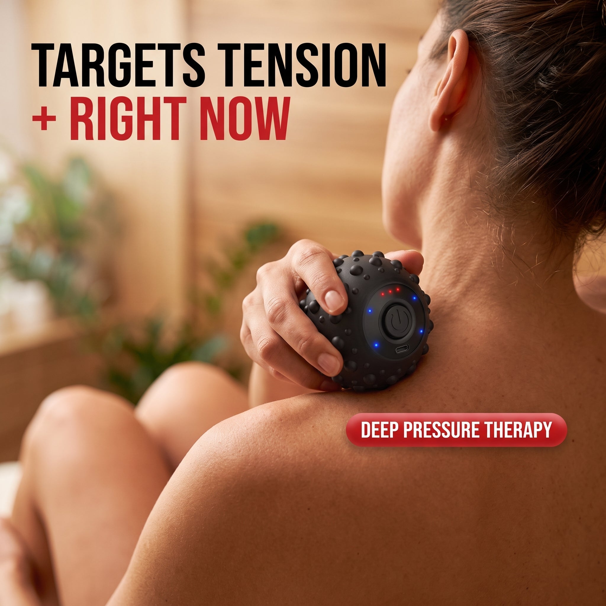 Troveze Mini Vibrating Massage Ball: Hand pressing vibrating massage ball