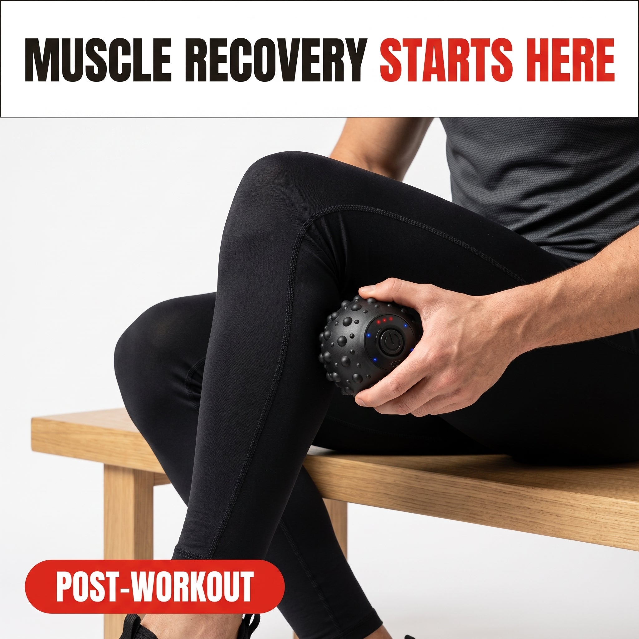 Troveze Mini Vibrating Massage Ball: Person using massage ball on leg muscles