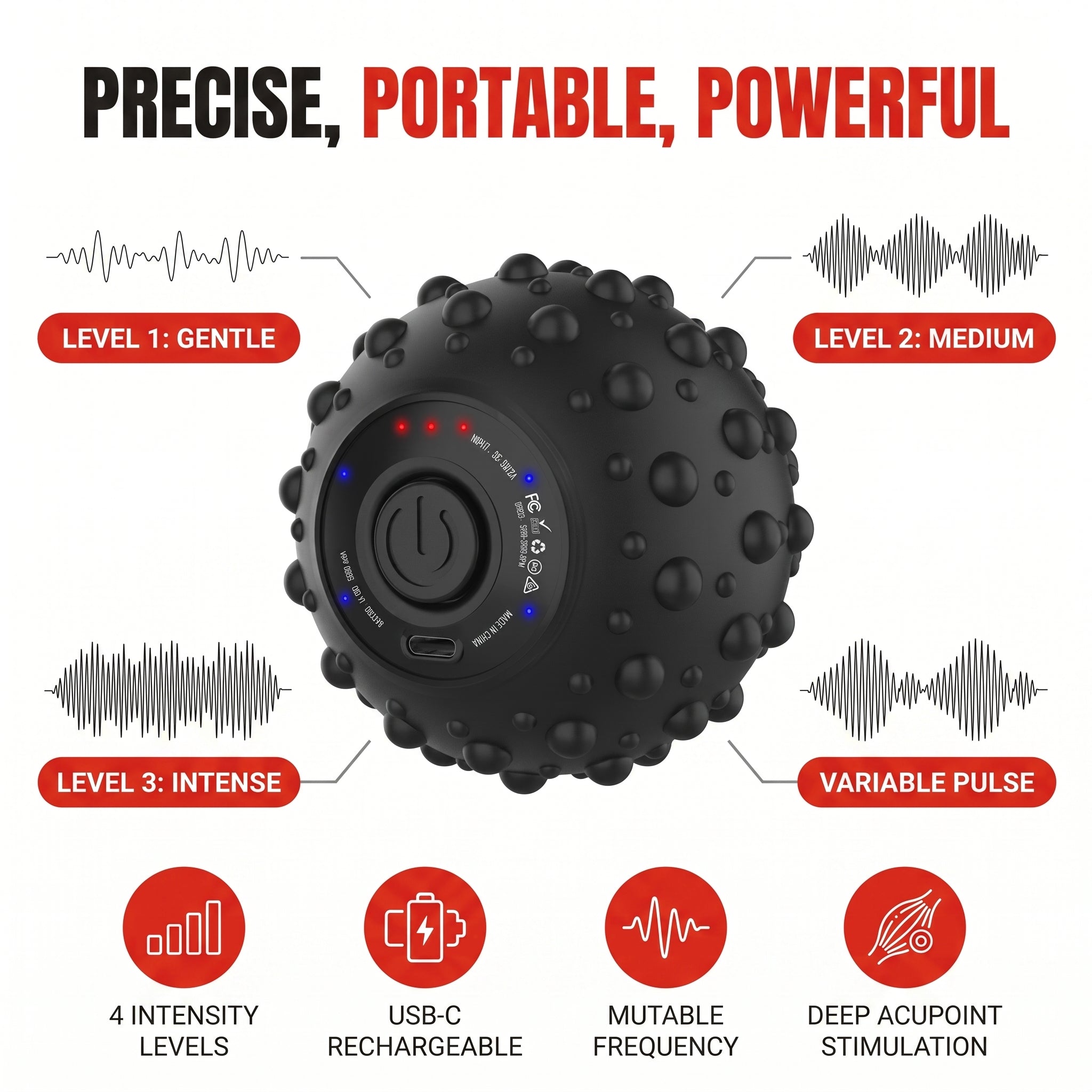 Troveze Mini Vibrating Massage Ball: Precise portable powerful feature detail