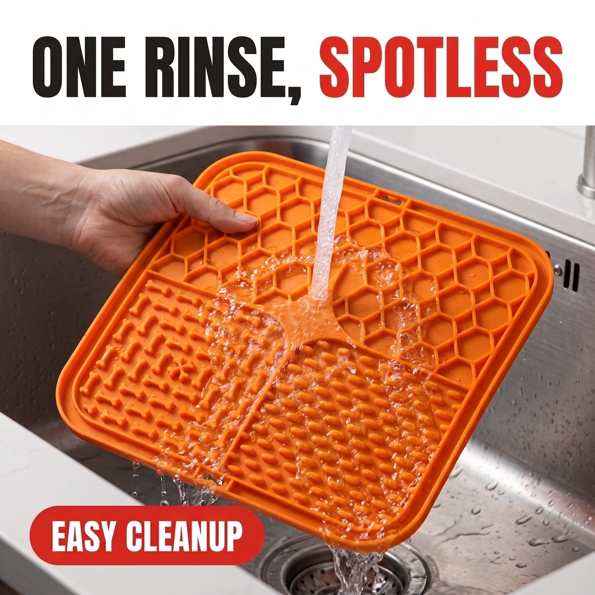 Troveze Pet Lick Mat: Mat being rinsed under running water