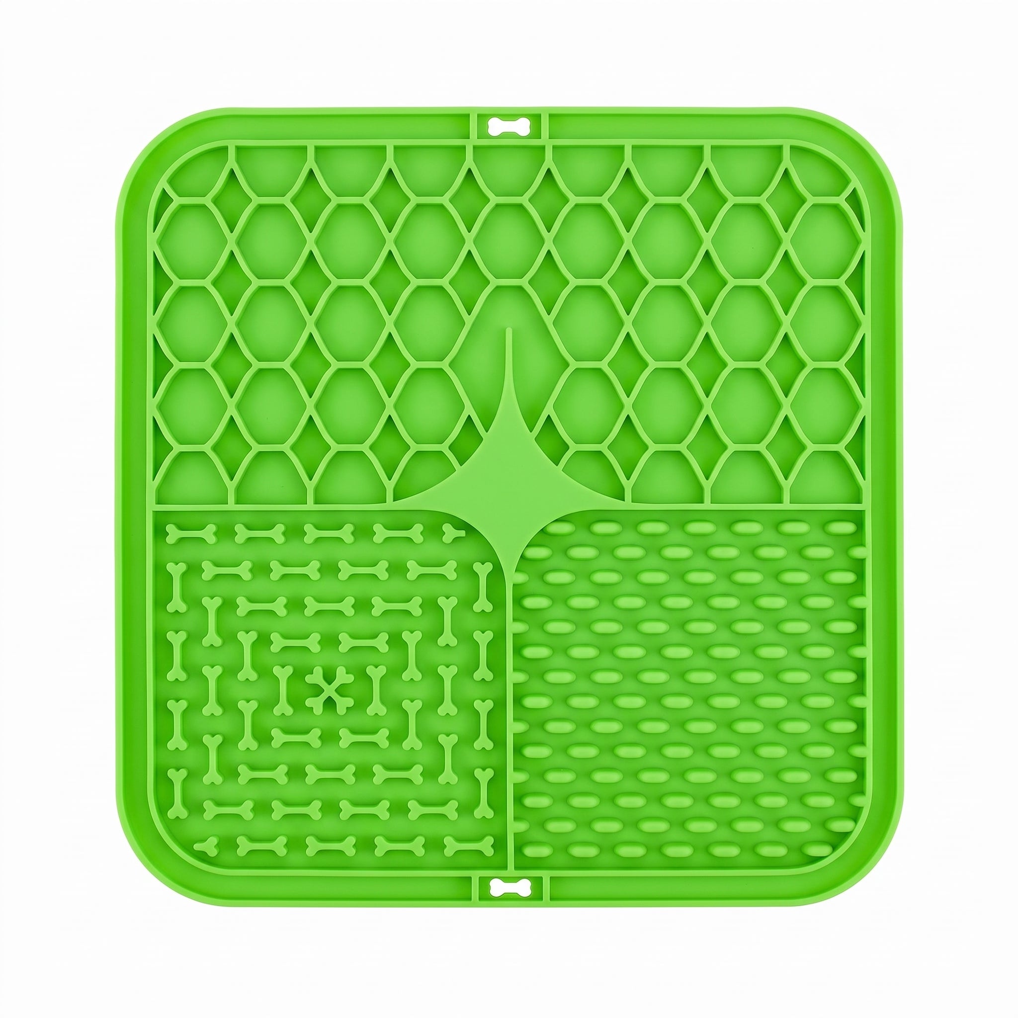 Troveze Pet Lick Mat: green mat showing both texture zones