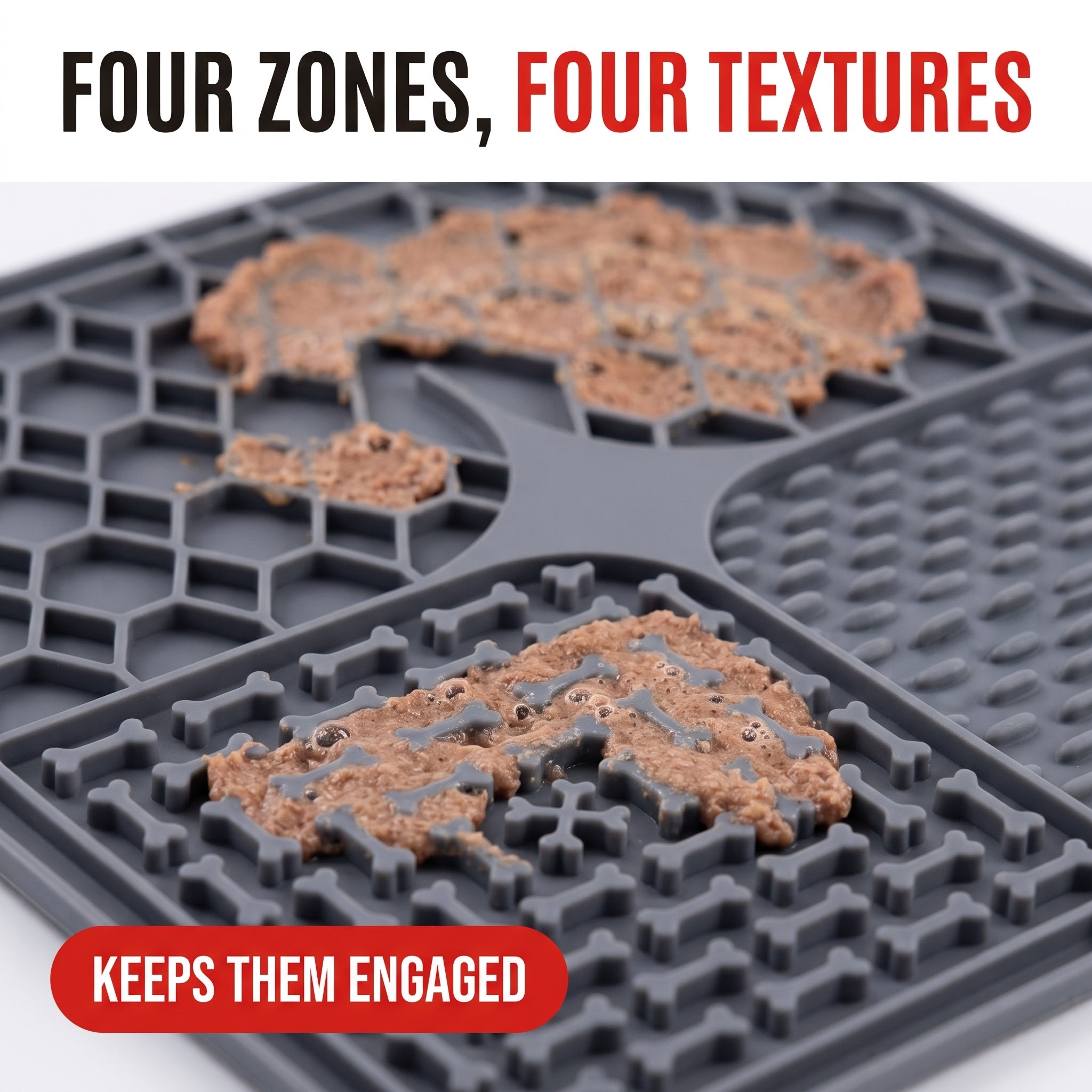 Troveze Pet Lick Mat: Two texture zones macro detail