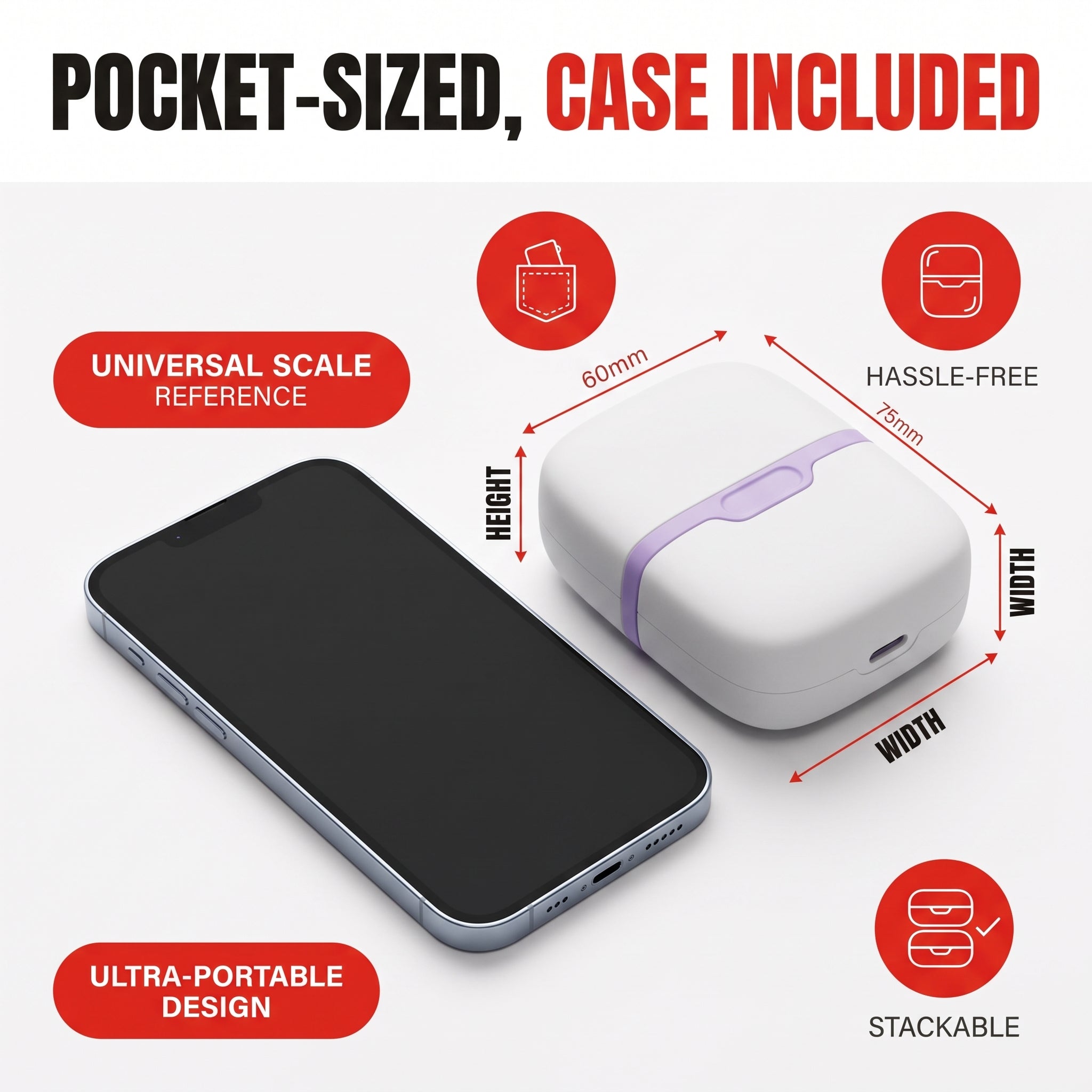 Troveze Retractable Ice Roller: Case closed on white background