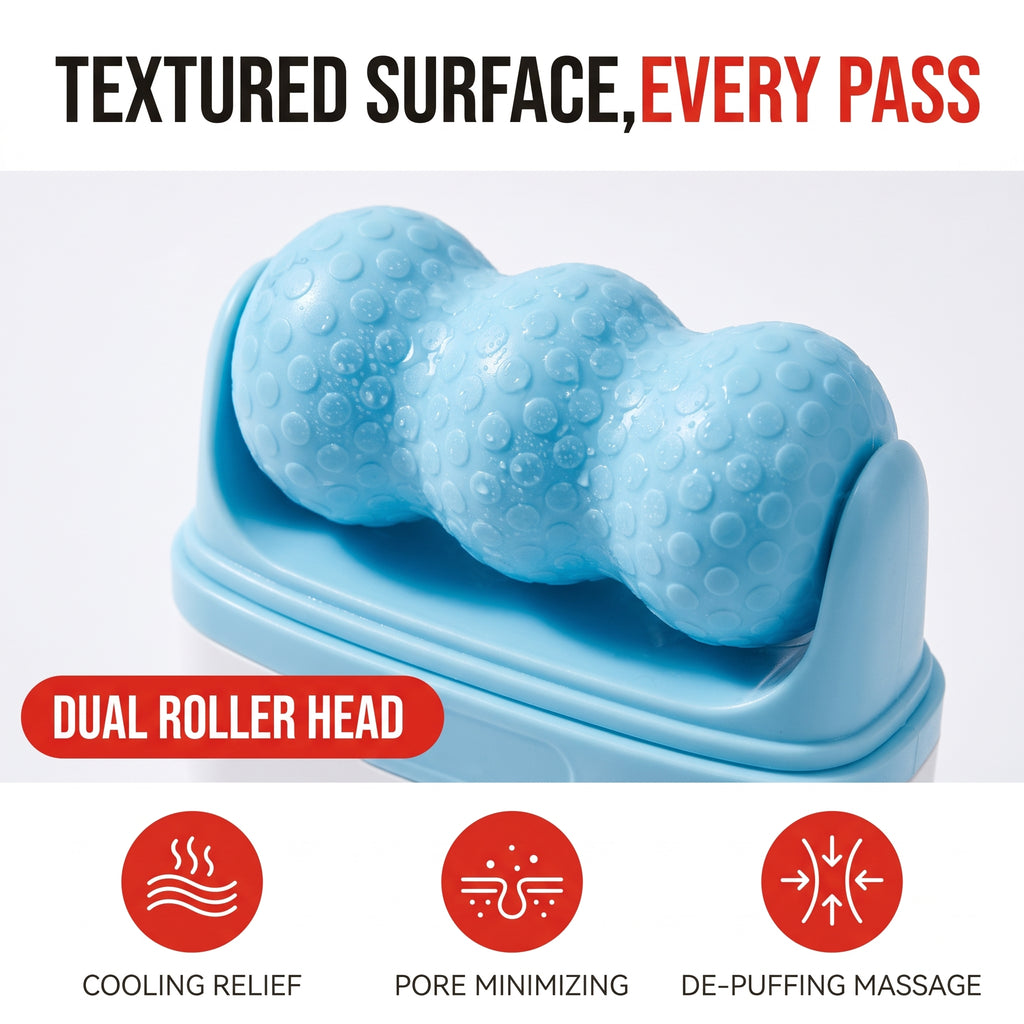 Troveze Retractable Ice Roller: Textured roller head macro detail