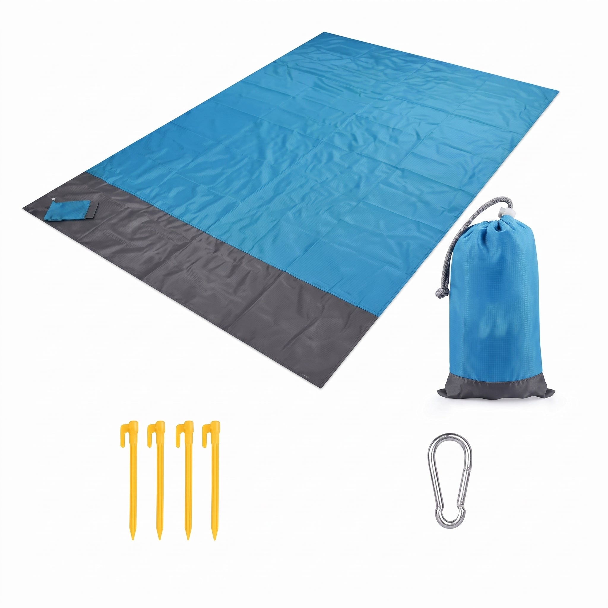 Troveze Sand-Free Beach Mat: Mat folded with carry stuff sack