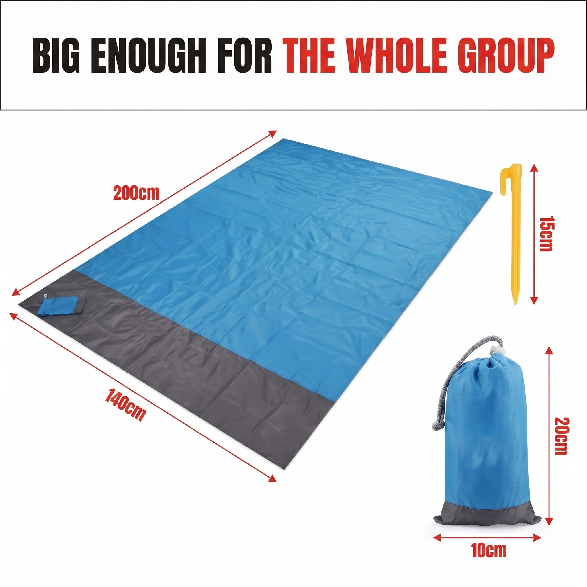 Troveze Sand-Free Beach Mat: Size and dimensions reference