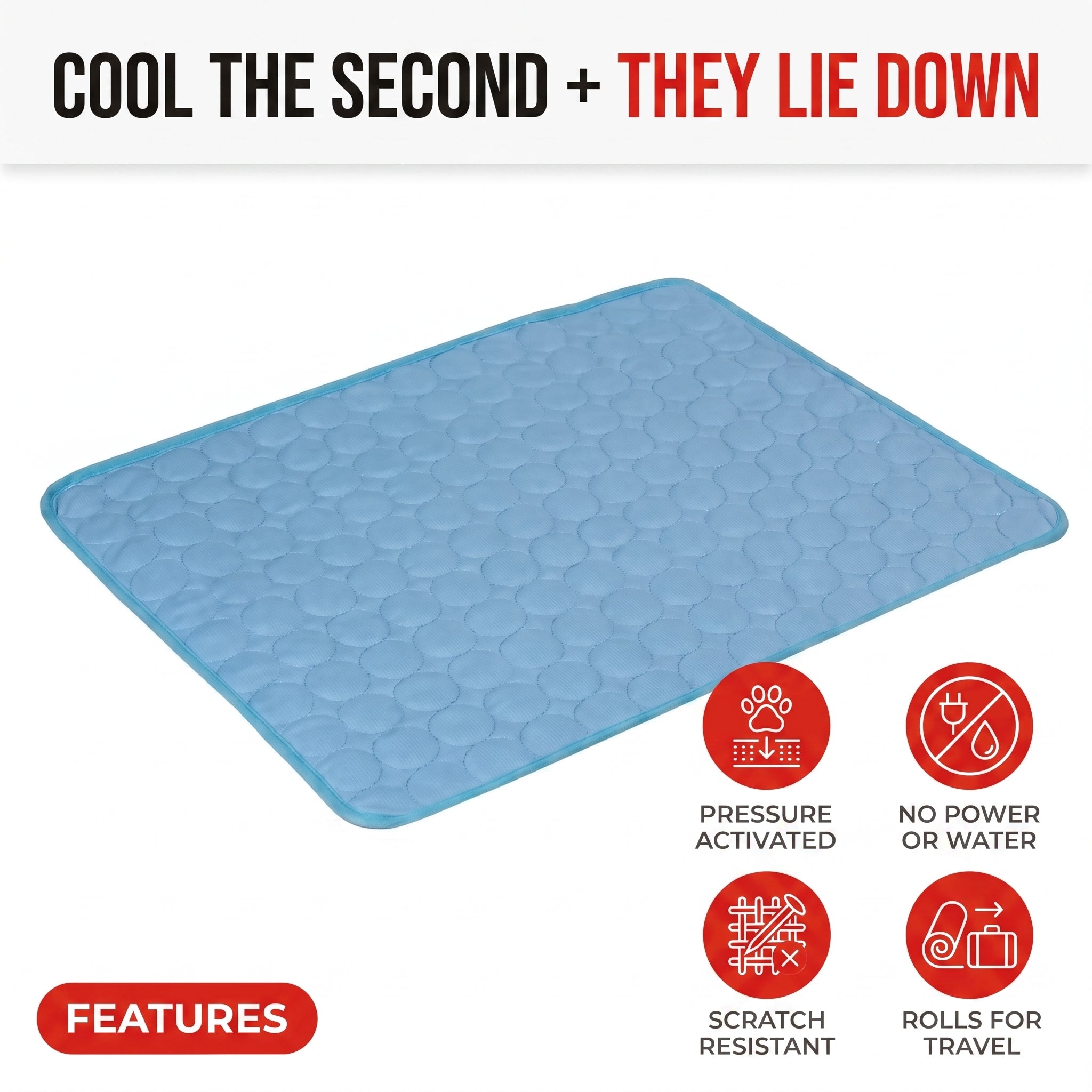 Troveze Self-Cooling Pet Mat: Cool the second they lie down infographic