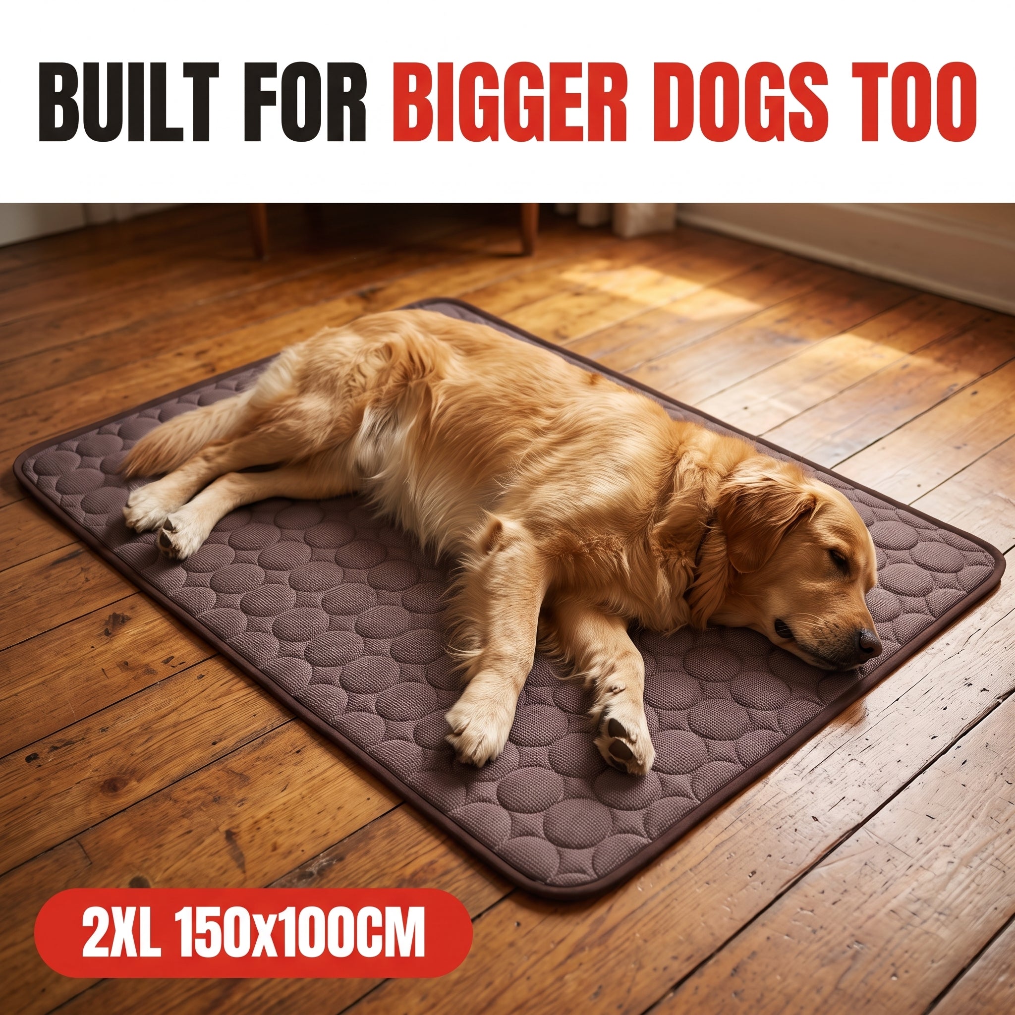 Troveze Self-Cooling Pet Mat: Large dog lying on mat