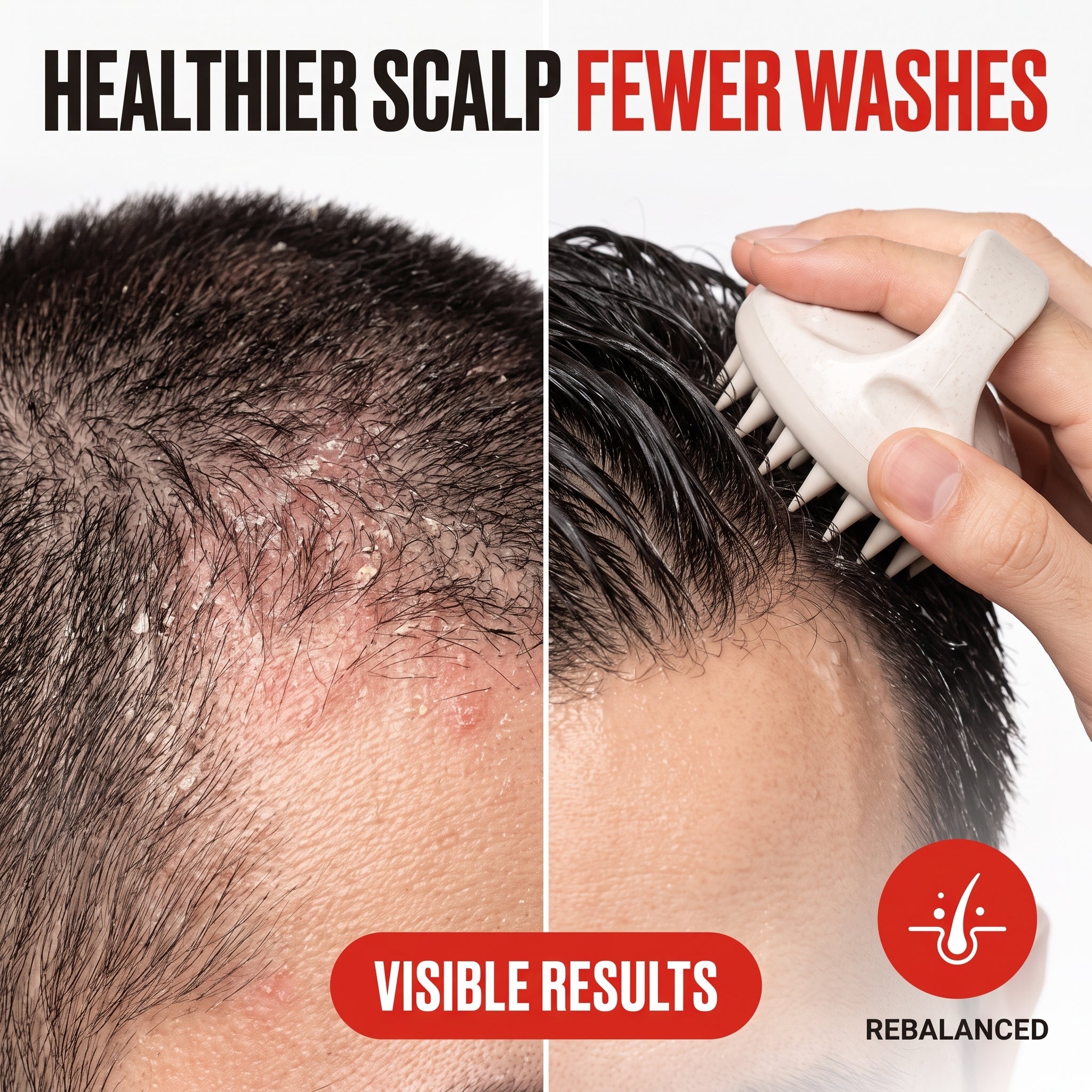 Troveze Silicone Scalp-Massager Shampoo Brush: Scalp health before and after comparison
