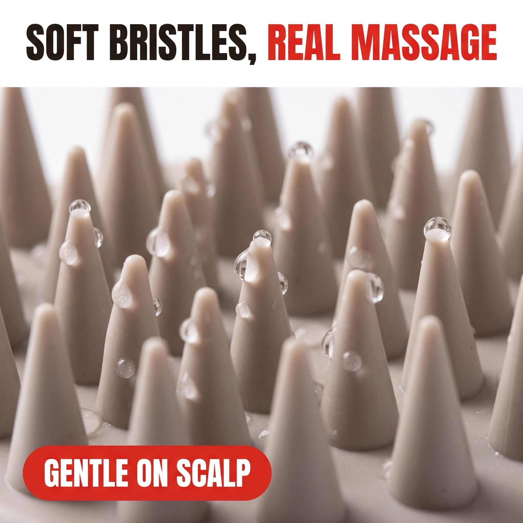 Troveze Silicone Scalp-Massager Shampoo Brush: Soft silicone bristles macro detail