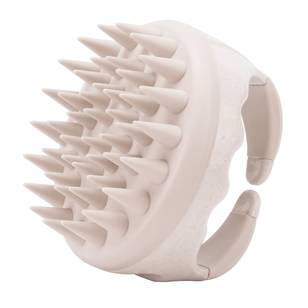 Troveze Silicone Scalp-Massager Shampoo Brush: white brush with tapered silicone bristles
