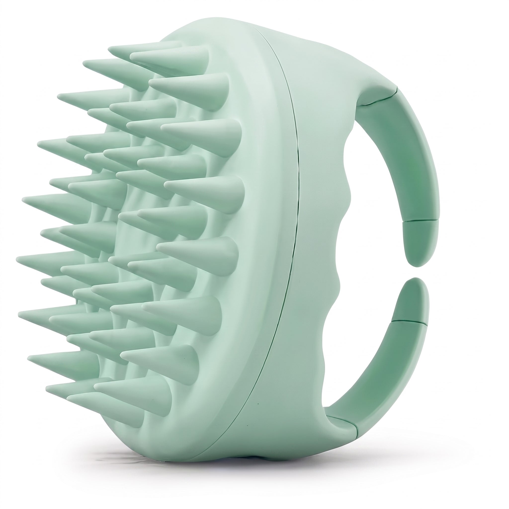 Troveze Silicone Scalp-Massager Shampoo Brush: green brush with tapered silicone bristles