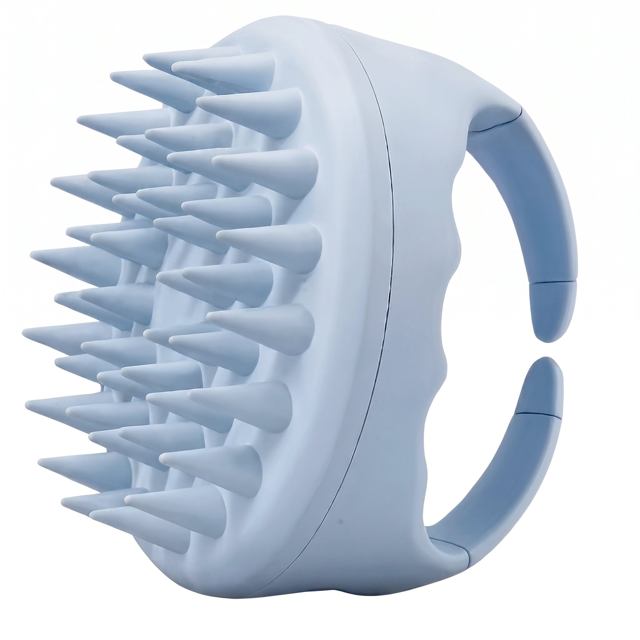 Troveze Silicone Scalp-Massager Shampoo Brush: blue brush with tapered silicone bristles