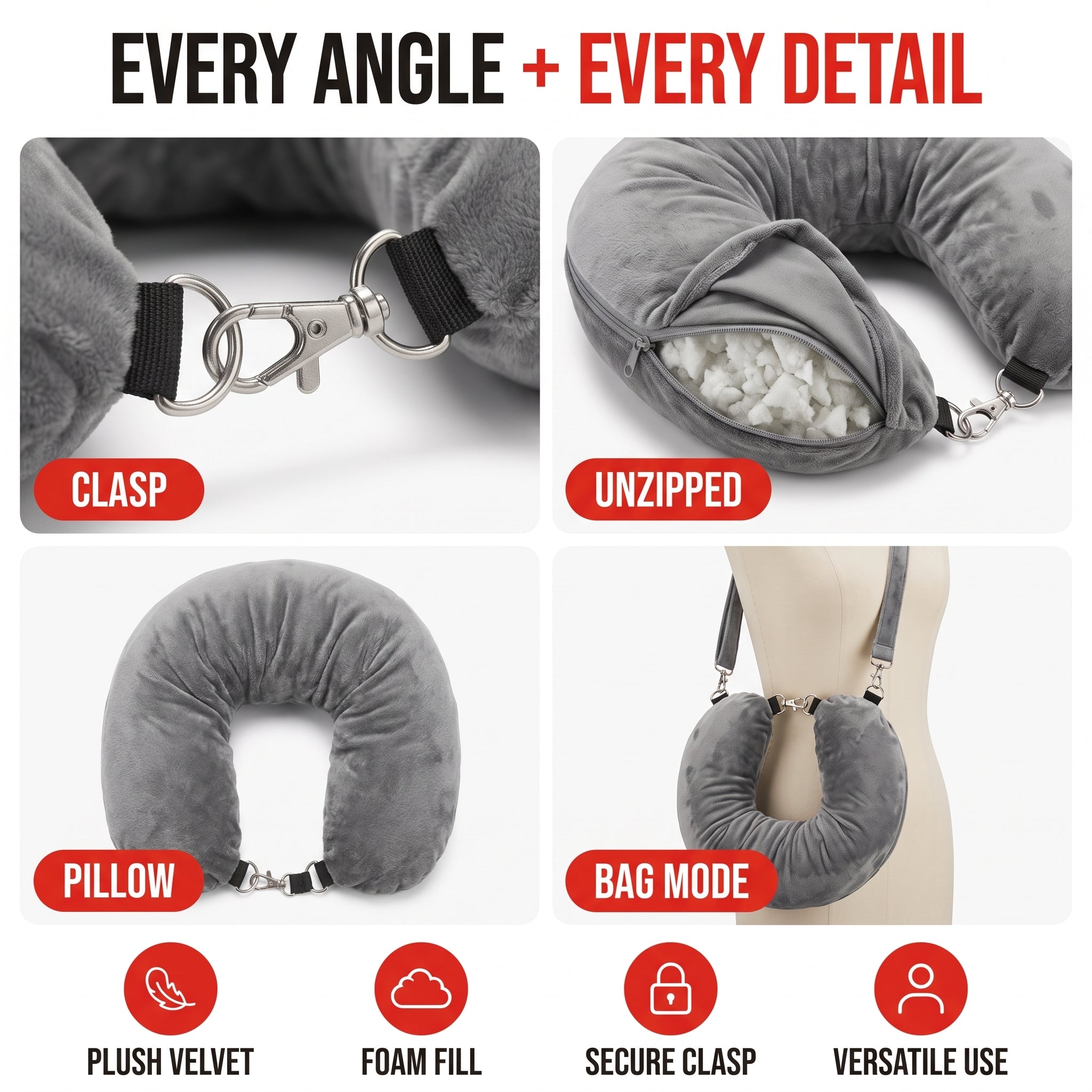 Troveze Stuffable Travel Pillow: Size and dimensions reference